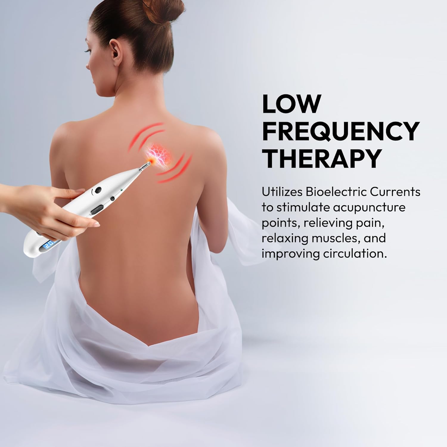 Electronic Acupuncture Meridian Pen - Electric Energy Acupoints Finder Stimulator Device for Pain Relief with Adjustable Intensity - Rechargeable Digital Muscle Acupressure Point Massage Therapy Tool