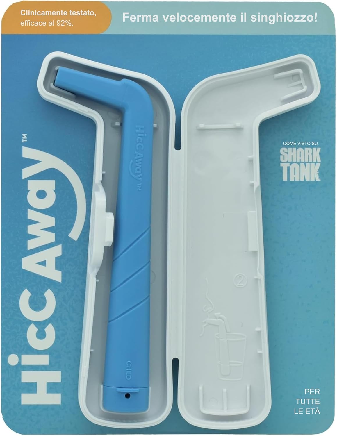 Hiccup Straw - Stops hiccups naturally and quickly - As seen on Shark Tank - Clinically proven to provide relief for all ages | children and adults - Lightweight | reusable | safe casing | blue 1-pack