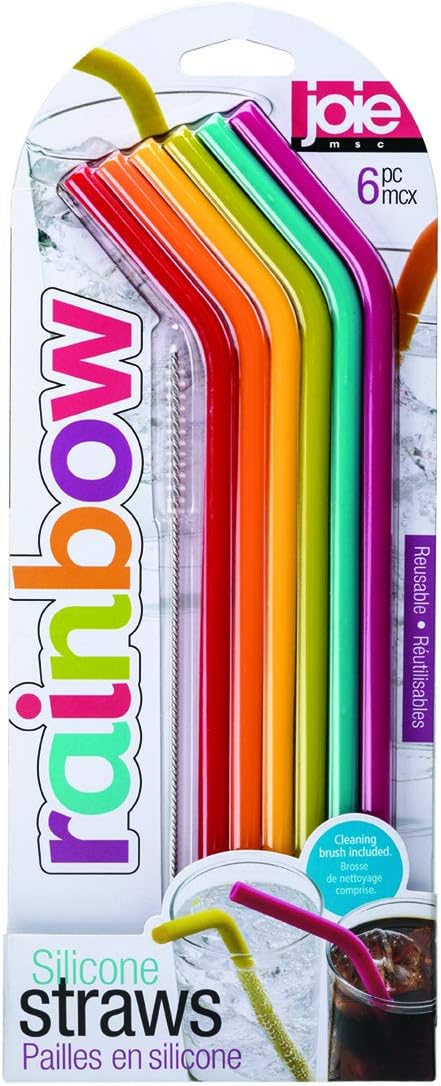 International Joie Silicone Straws with Cleaning Brush 6-Pack Regular Multicolor