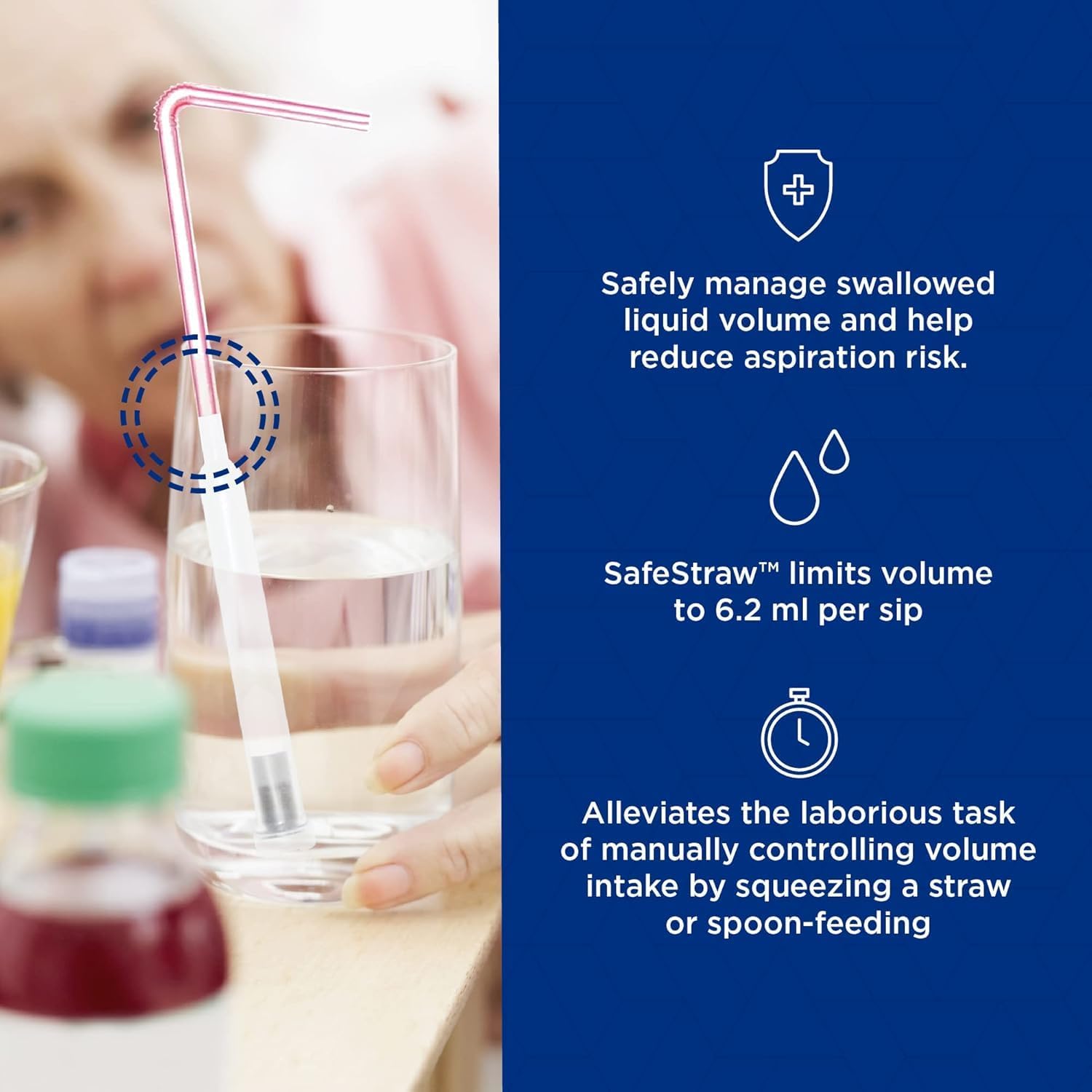 Straw attachment | ideal drinking aid for people with swallowing disorders | safe and effective | reusable | simple and discreet | suitable for single use | easy to clean