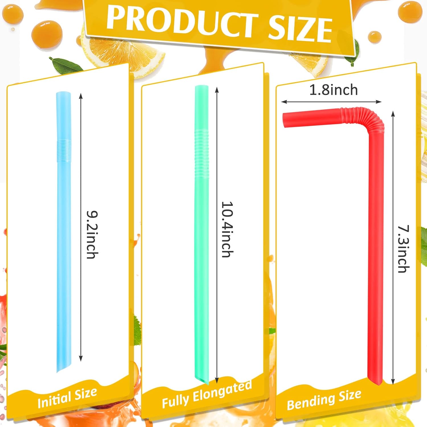 Jumbo Smoothie Straws Flexible Bendable Individually Wrapped Plastic Straws For Brewing Tea Tall Homemade Milkshakes | 0.5 Inch Width 9.2 Inch Length