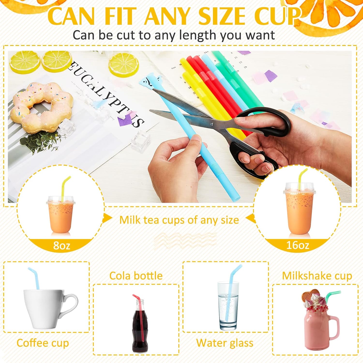 Jumbo Smoothie Straws Flexible Bendable Individually Wrapped Plastic Straws For Brewing Tea Tall Homemade Milkshakes | 0.5 Inch Width 9.2 Inch Length