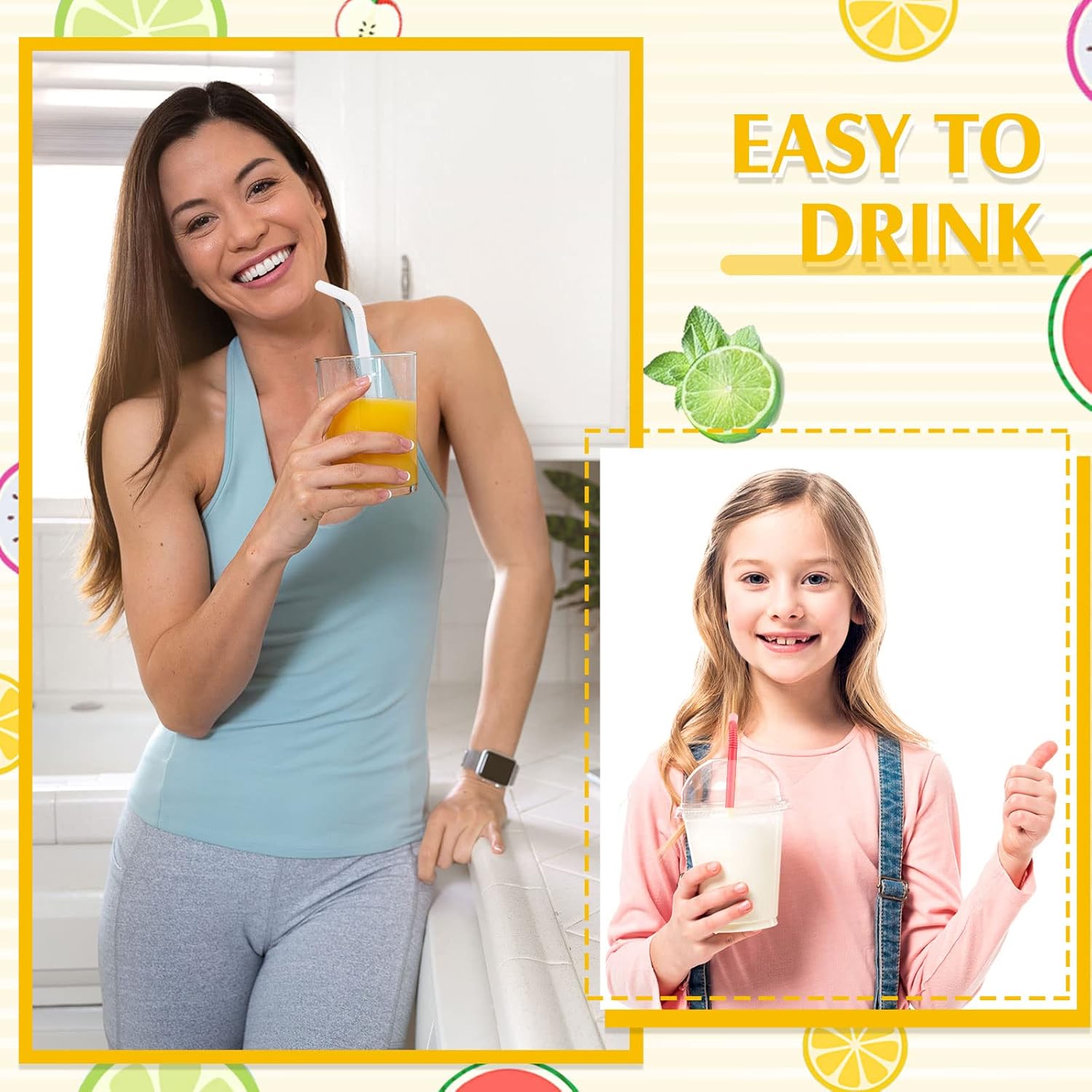 Jumbo Smoothie Straws Flexible Bendable Individually Wrapped Plastic Straws For Brewing Tea Tall Homemade Milkshakes | 0.5 Inch Width 9.2 Inch Length