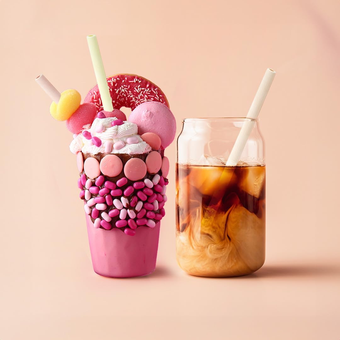 Edible Straws | Vanilla Flavored | Sustainable | Individually Wrapped | Plastic-Free | Allergen-Free | Gluten-Free | PFAS-Free | Eco-Friendly | 7.4 Inches (Approx. 18.8 cm) Long (Pack of 200)