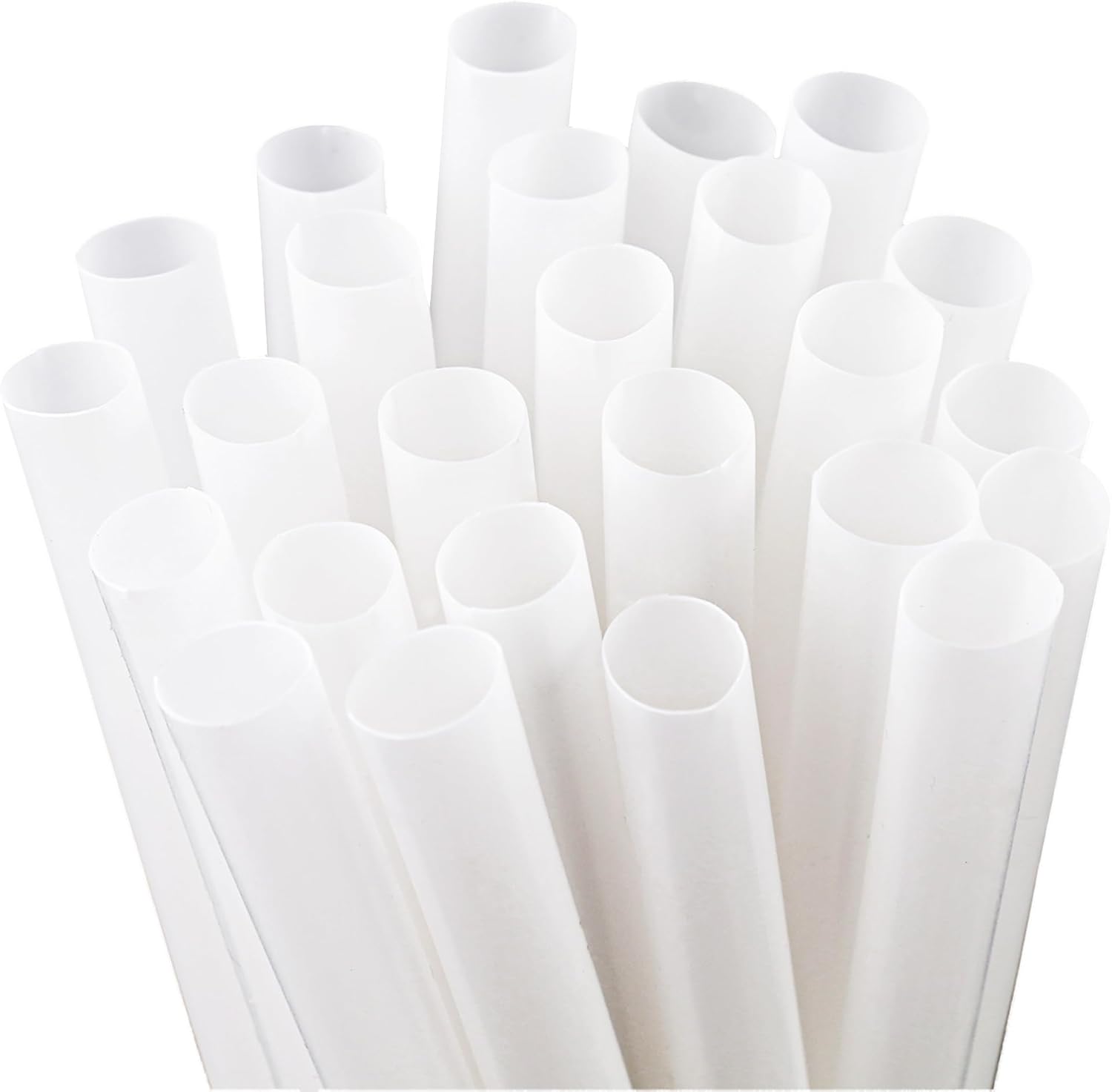 Plastic Straws Disposable, Jumbo Drinking Straws 9 Inch White, Wide 12mm for Boba Smoothies Bubble Tea, Individually Wrapped, 25 Pack