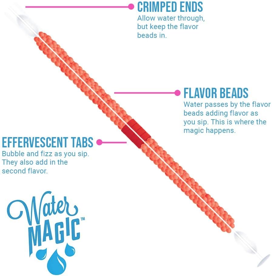 Water Magic Immune Defense Water Flavor Enhancement Straws - Includes 7 Berry Enhancement Straws and 7 Super Orange Immune Support Straws