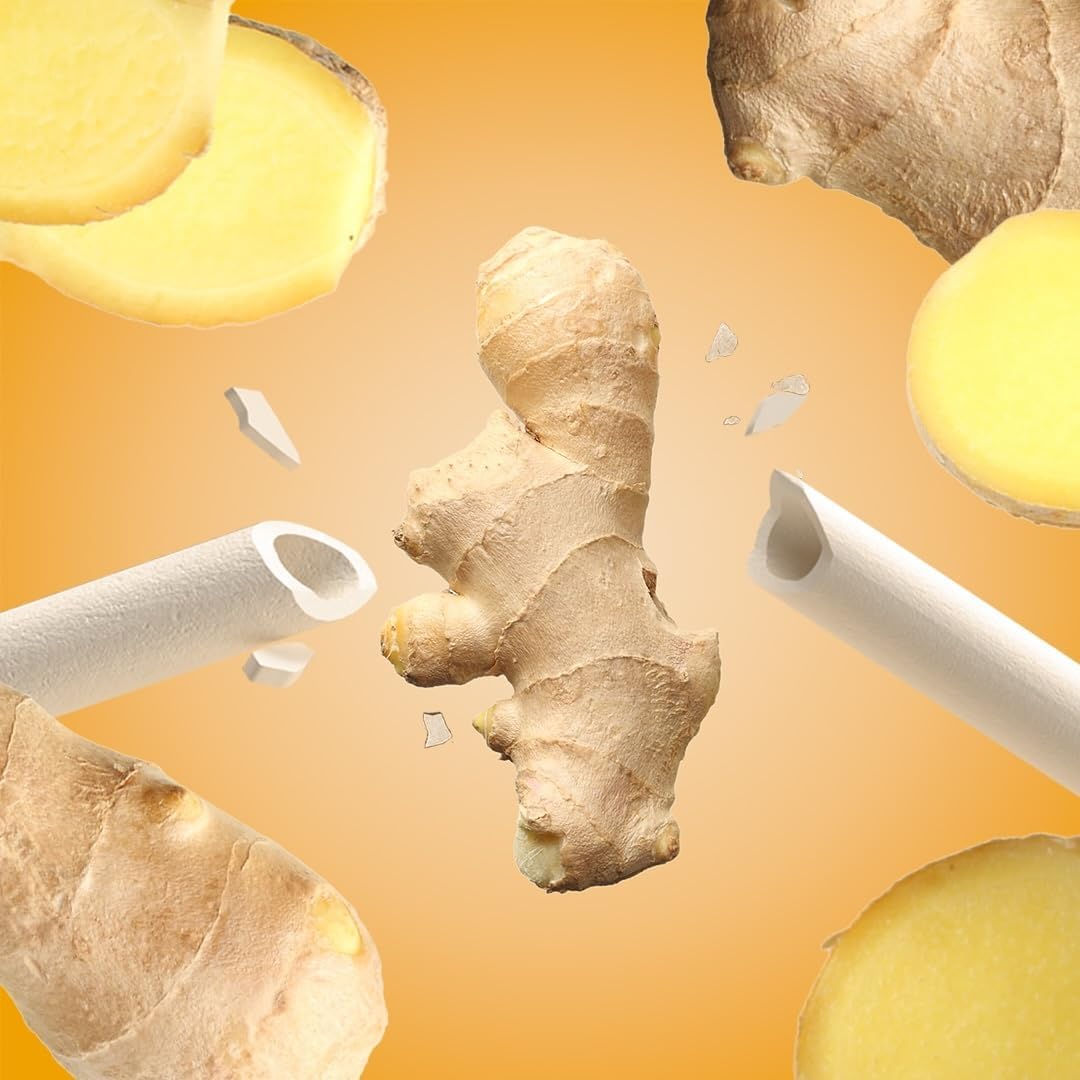 Edible Straws | Ginger Flavor | Sustainable | Individually Wrapped | Plastic-Free | Allergen-Free | Gluten-Free | PFAS-Free | 100% Biodegradable | 7.4 inches (approx. 18.8 cm) long (Pack of 200)