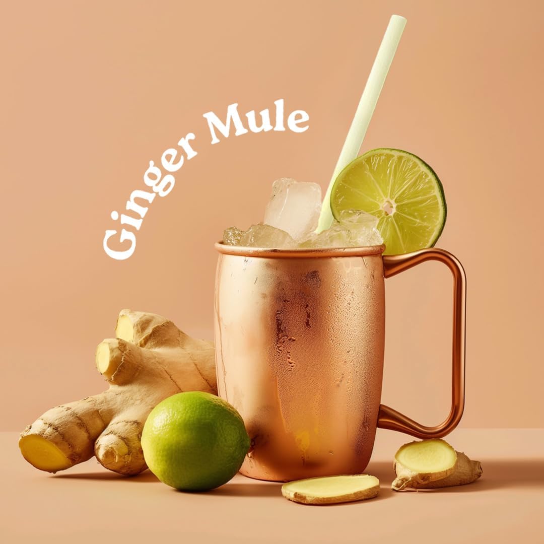 Edible Straws | Ginger Flavor | Sustainable | Individually Wrapped | Plastic-Free | Allergen-Free | Gluten-Free | PFAS-Free | 100% Biodegradable | 7.4 inches (approx. 18.8 cm) long (Pack of 200)
