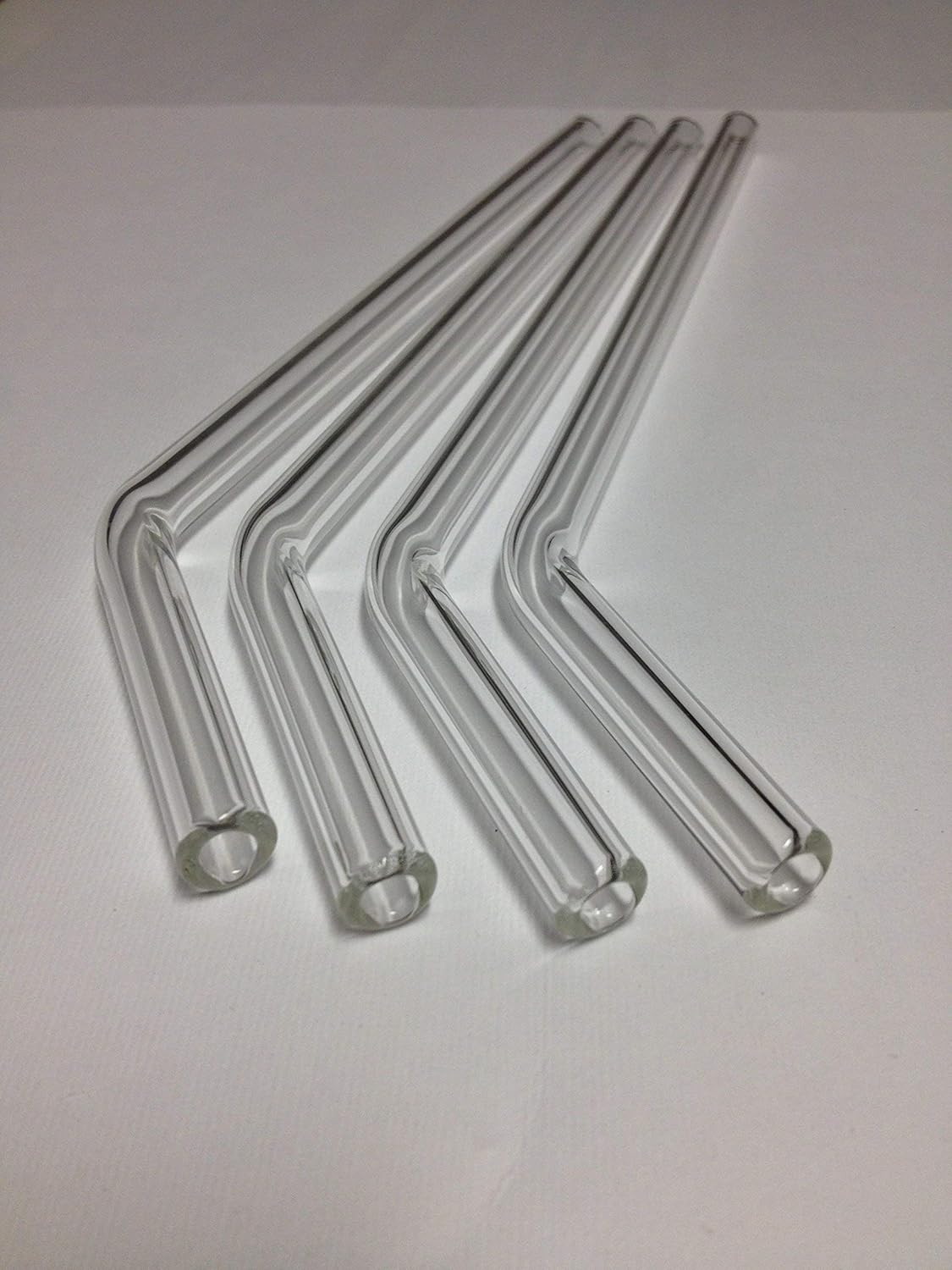 TSS Clear Glass Drinking Straw Bent 8 Inch Set of 4, 9.5mm with Brush