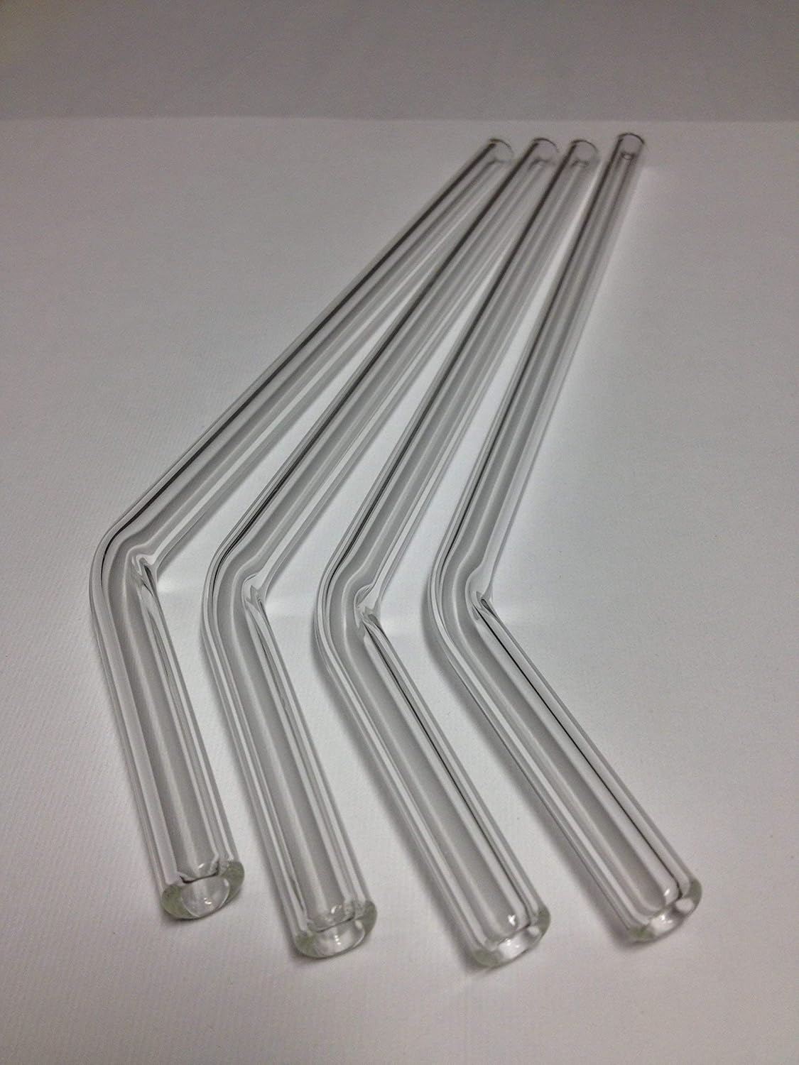 TSS Clear Glass Drinking Straw Bent 8 Inch Set of 4, 9.5mm with Brush