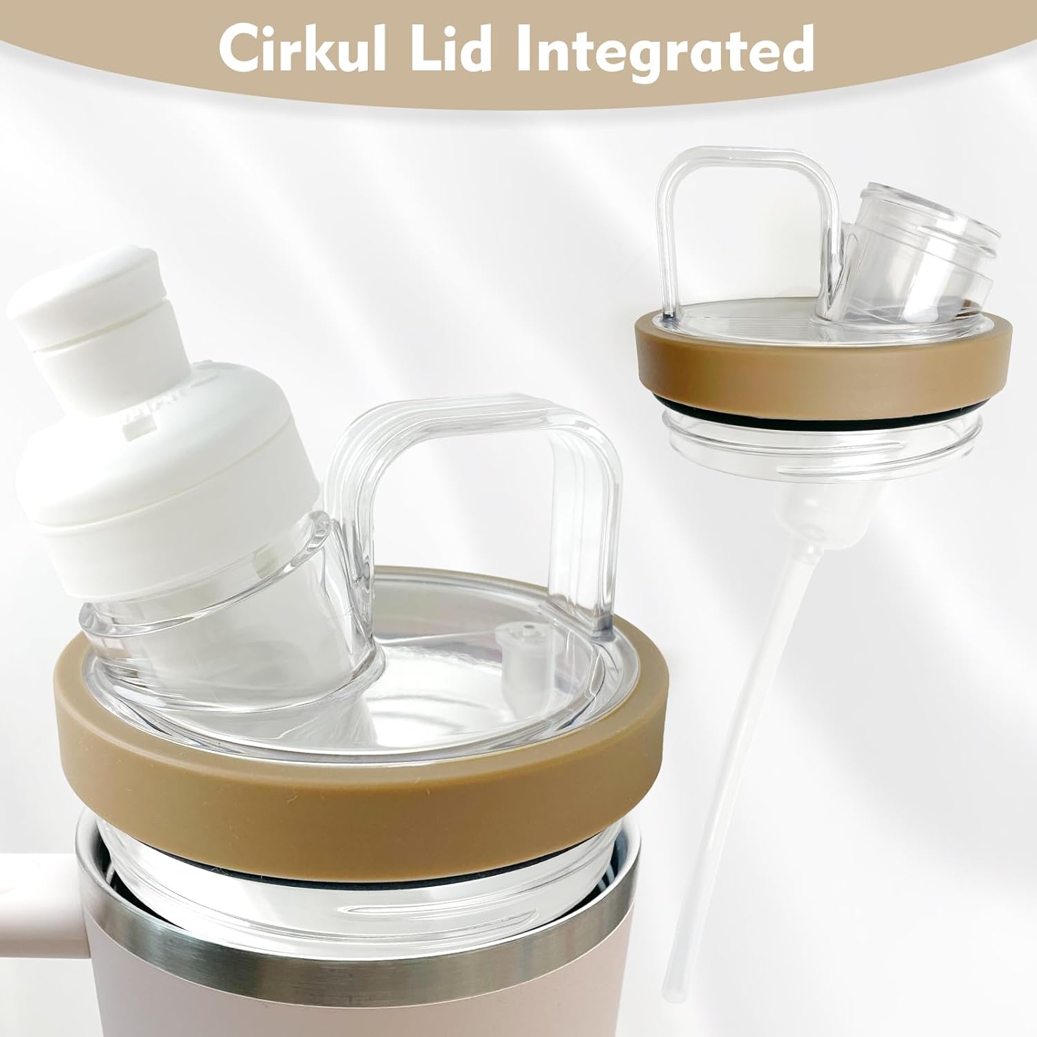 Adapter compatible with Stanley 40 and 64 oz. Glass and flavor box with leak-proof food-grade silicone straw. Easily connects Stanley to Cirkul (Almond Rose)
