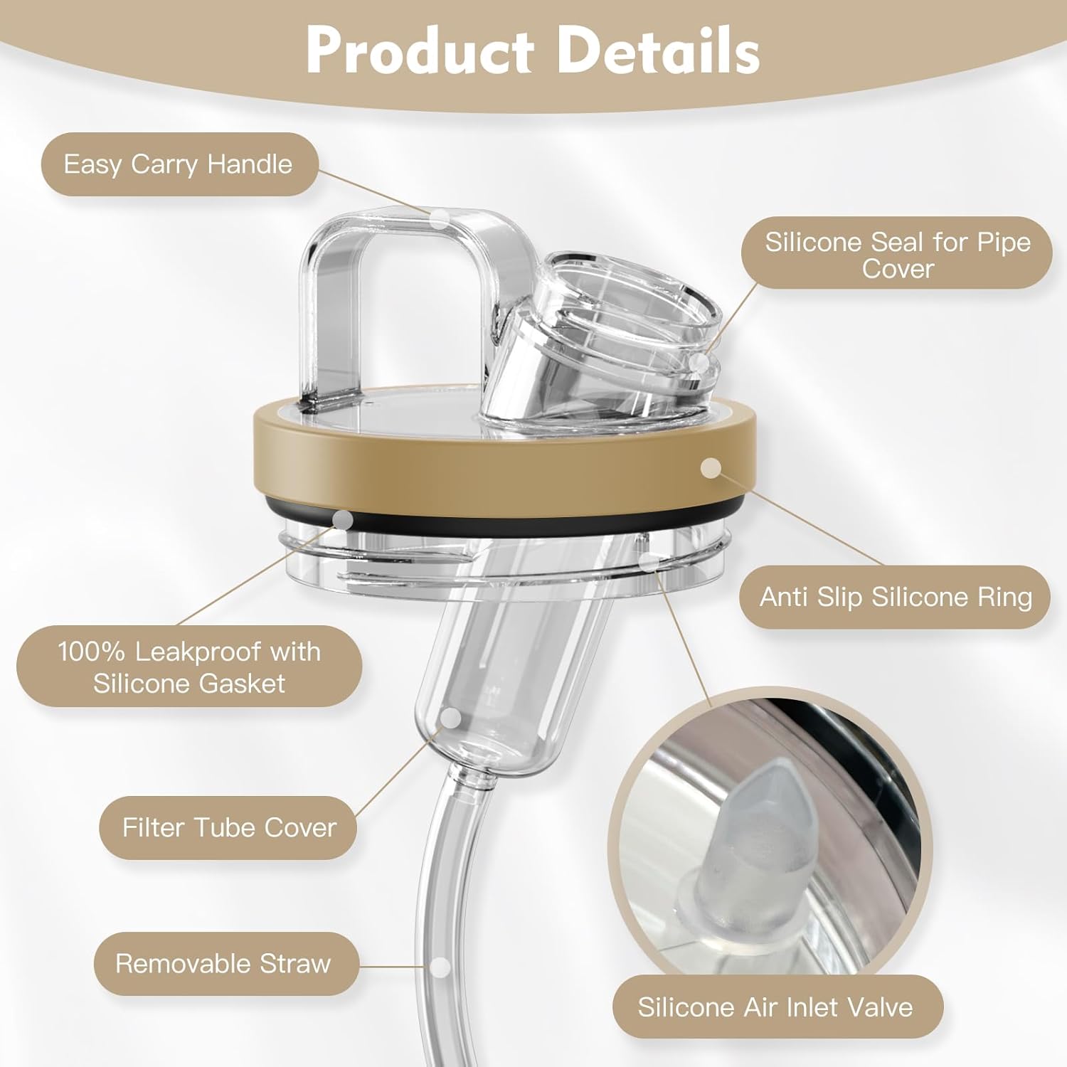 Adapter compatible with Stanley 40 and 64 oz. Glass and flavor box with leak-proof food-grade silicone straw. Easily connects Stanley to Cirkul (Almond Rose)