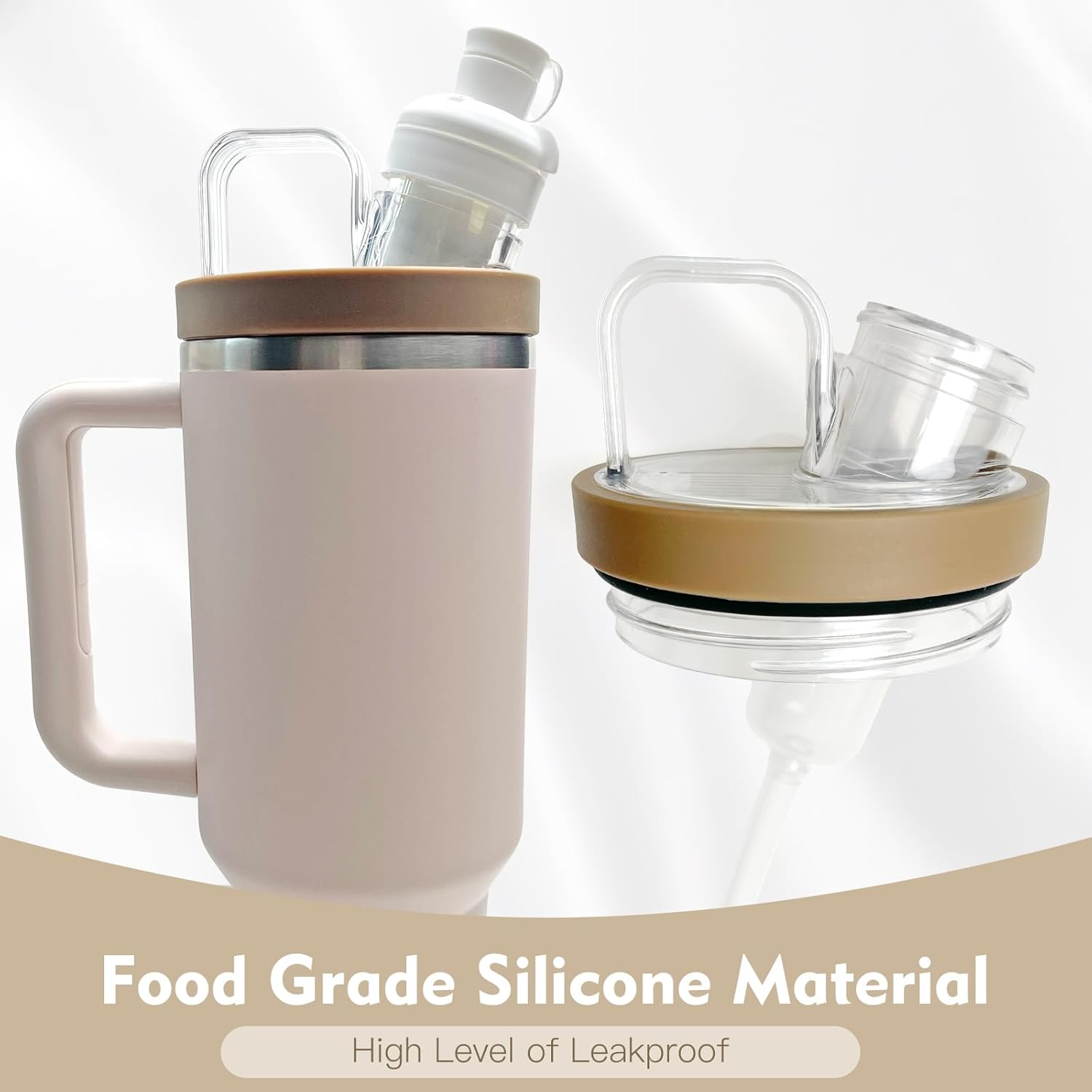 Adapter compatible with Stanley 40 and 64 oz. Glass and flavor box with leak-proof food-grade silicone straw. Easily connects Stanley to Cirkul (Almond Rose)