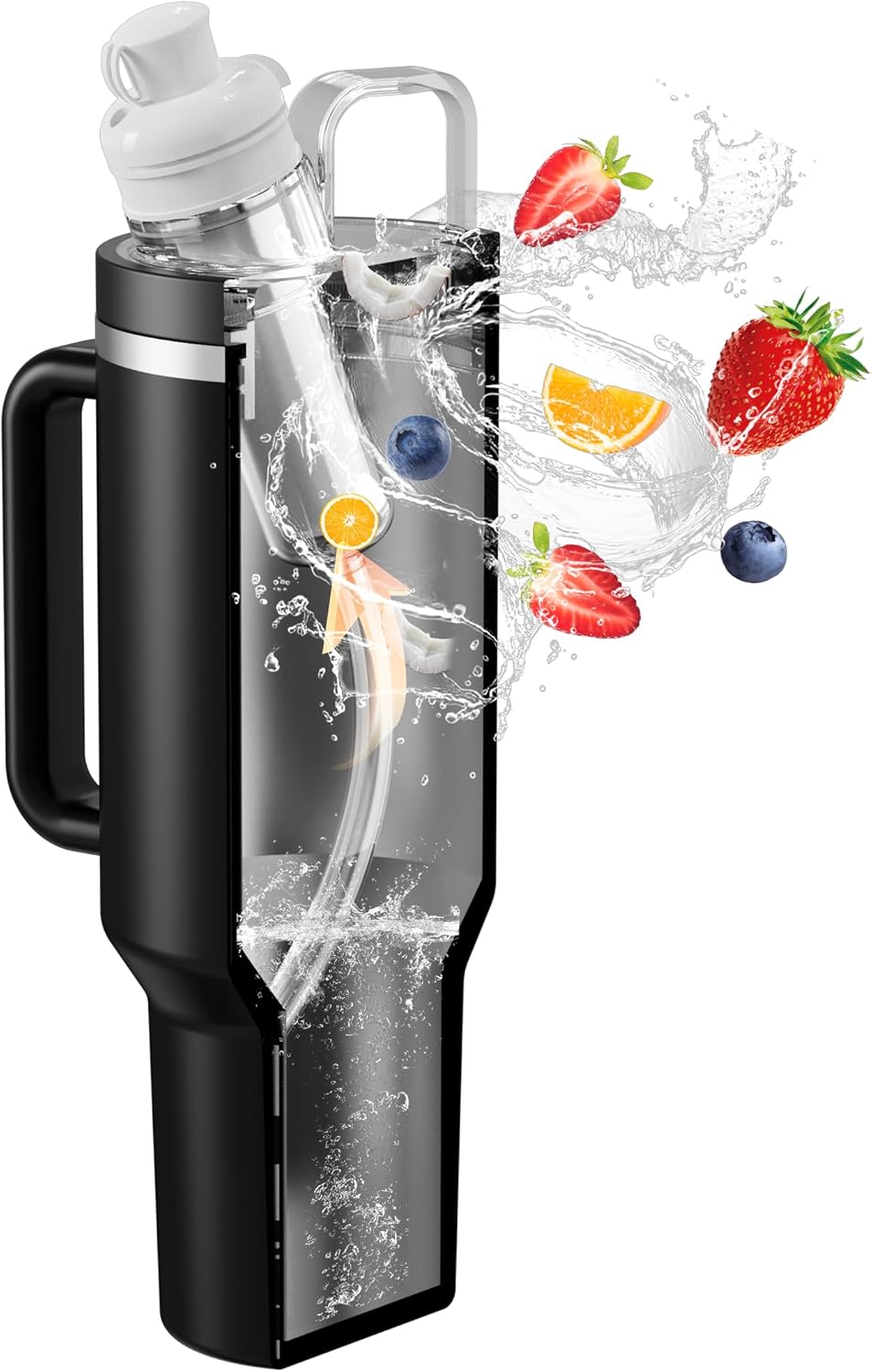 Adapter compatible with Stanley 40 and 64 oz. Glass and flavor box with leak-proof food-grade silicone straw. Easily connects Stanley to Cirkul (Almond Rose)