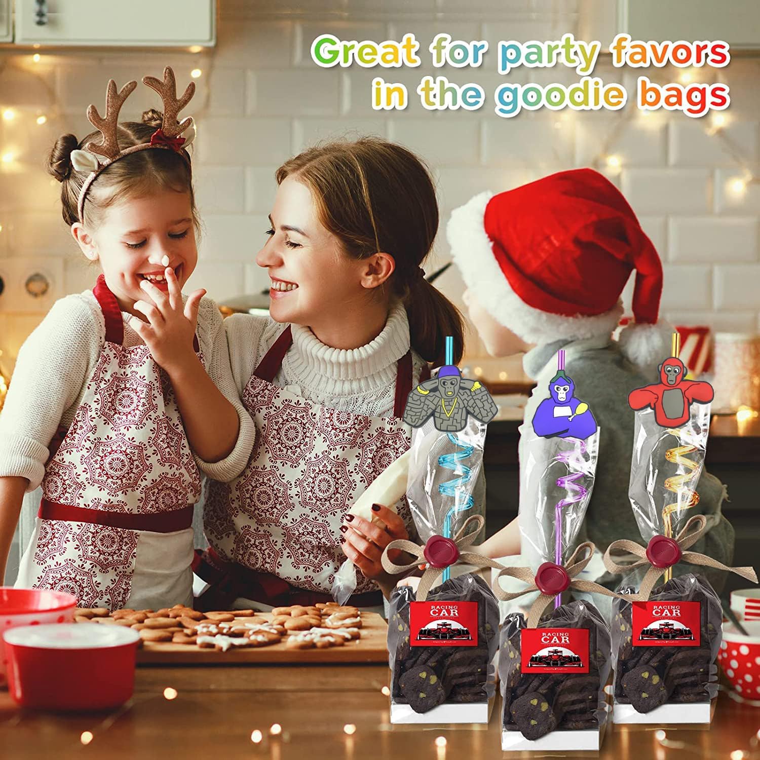 Generic 24pcs Video Game Party Favors Game Themed Reusable Straws Birthday Party Supplies Video Game Party Decorations for VR Game Theme Party for Fans with 2 Cleaning Brushes 8 Color | standard