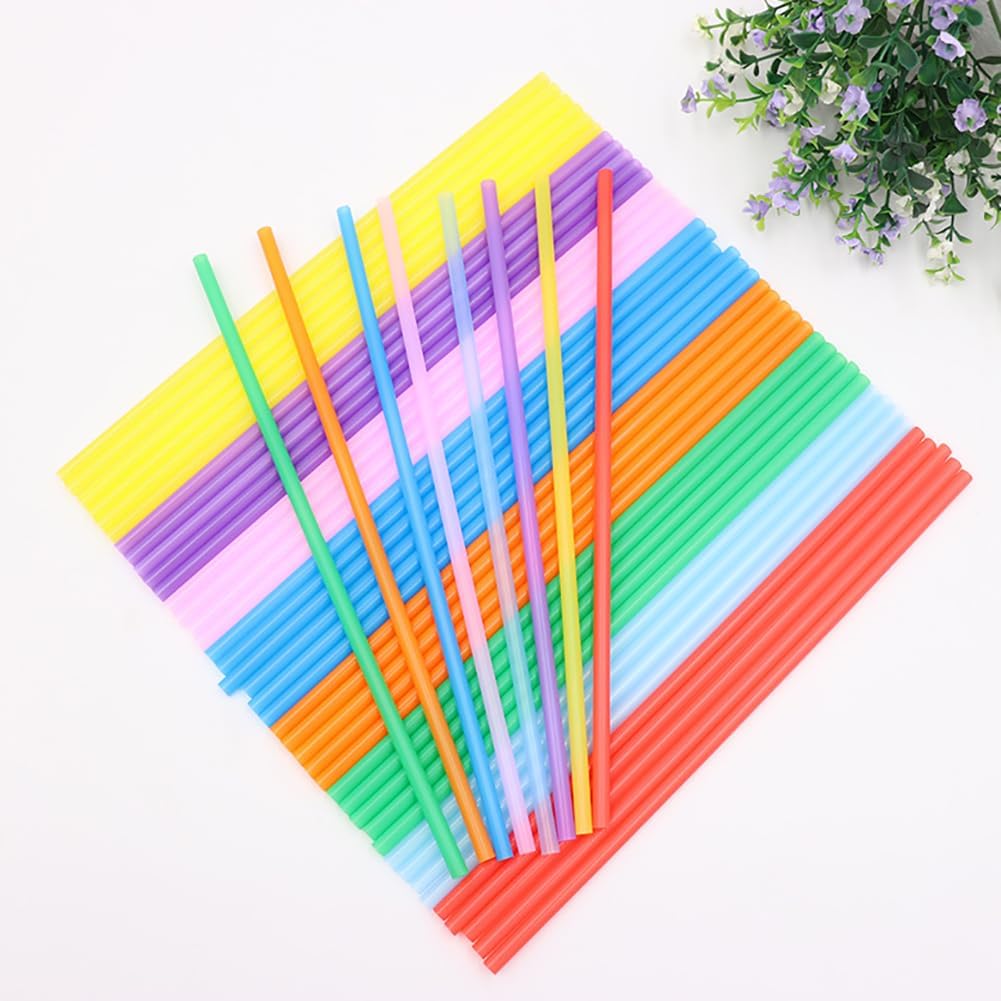 200 Pcs Colorful Plastic Drinking Straws Long Straight Straws Milk Juice Straws Cocktail Milkshake Straws Iced Drink Straws Birthday Party Straws
