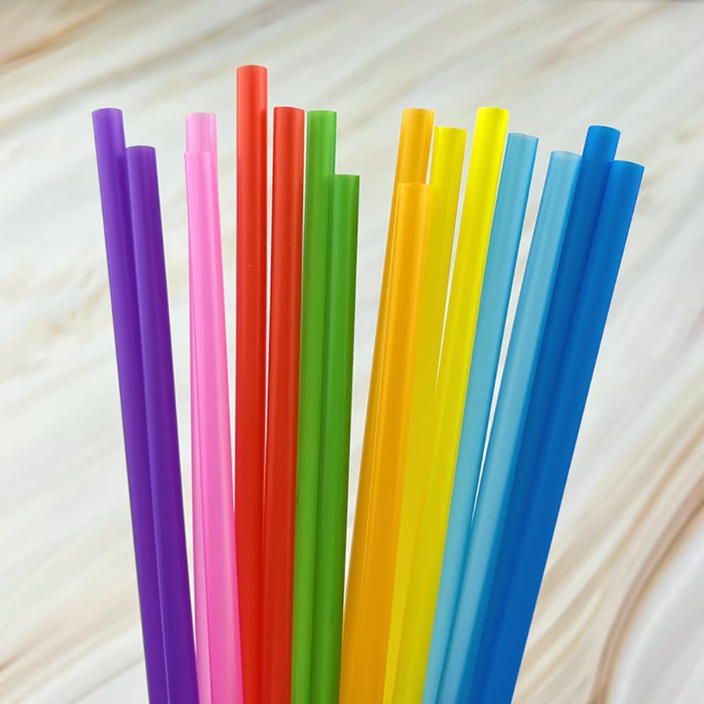 200 Pcs Colorful Plastic Drinking Straws Long Straight Straws Milk Juice Straws Cocktail Milkshake Straws Iced Drink Straws Birthday Party Straws