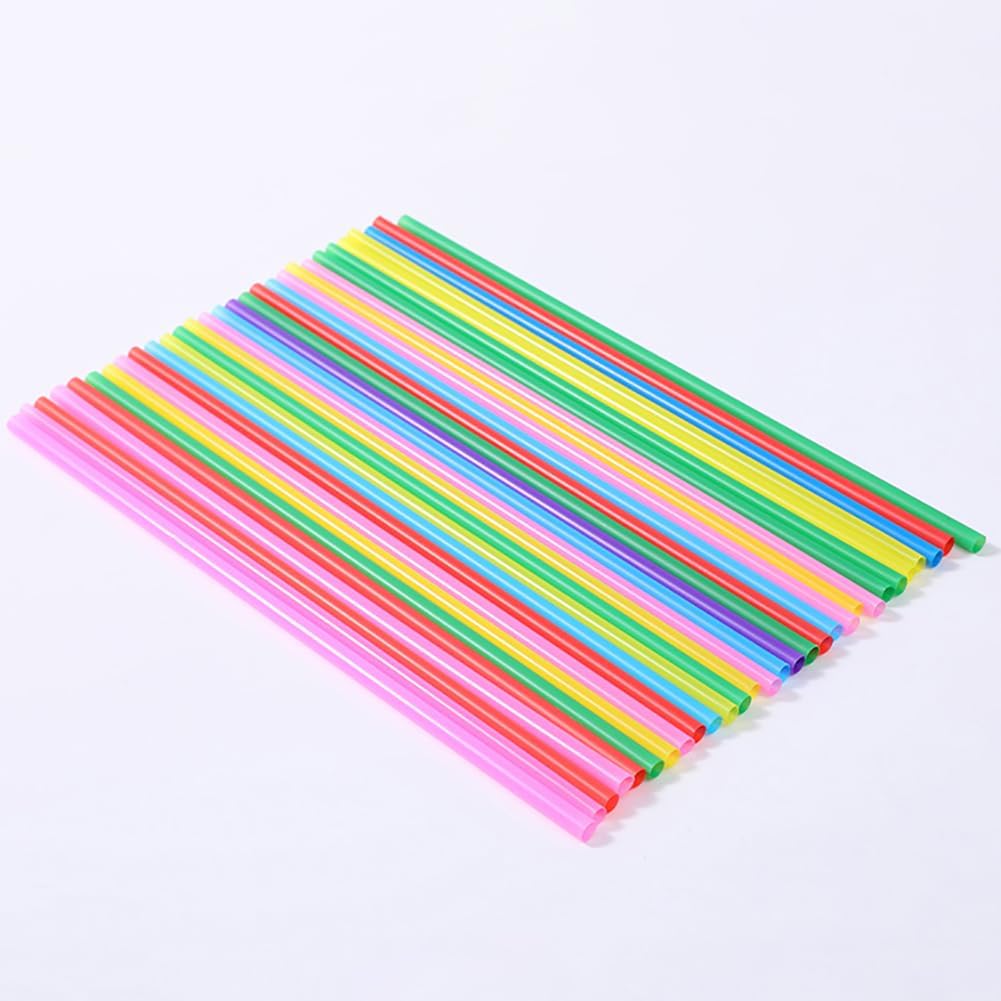 200 Pcs Colorful Plastic Drinking Straws Long Straight Straws Milk Juice Straws Cocktail Milkshake Straws Iced Drink Straws Birthday Party Straws