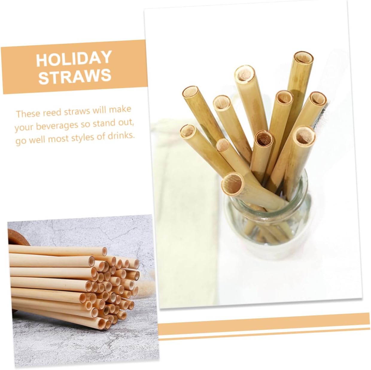 50pcs Reed Straws for Cocktails and Drinks Natural Straws Reed for Party Decorations