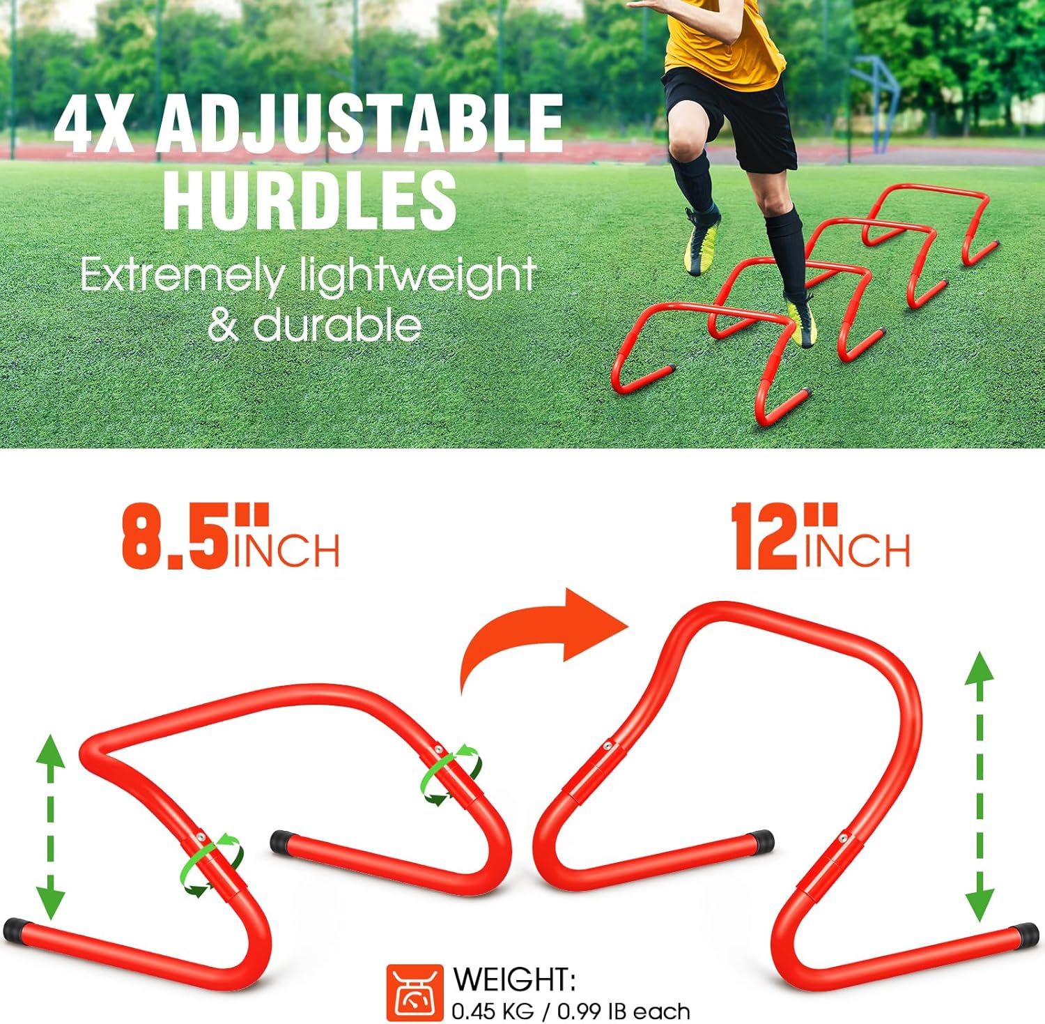 20 ft Agility Ladder Set 12 Cones 4 Hurdles Jump Rope Training