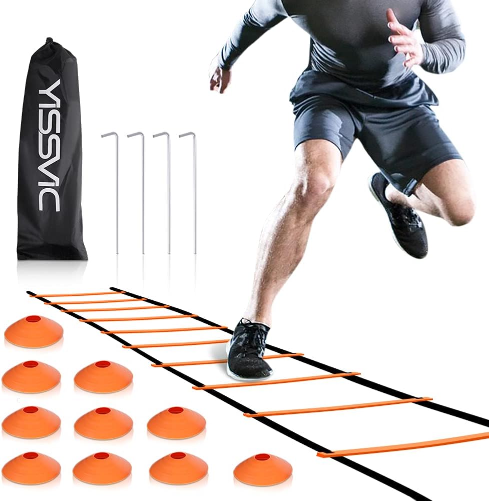 20 ft 12 Rung Agility Ladder 10 Cones 4 Stakes Carrying Case