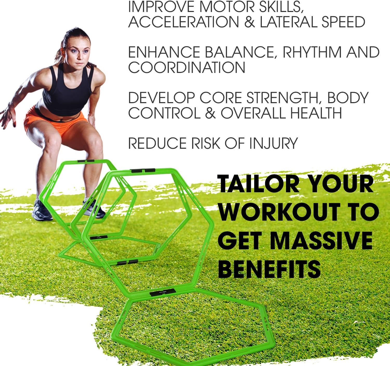 20 ft Agility Ladder 12 Cones 4 Hurdles Training Equipment