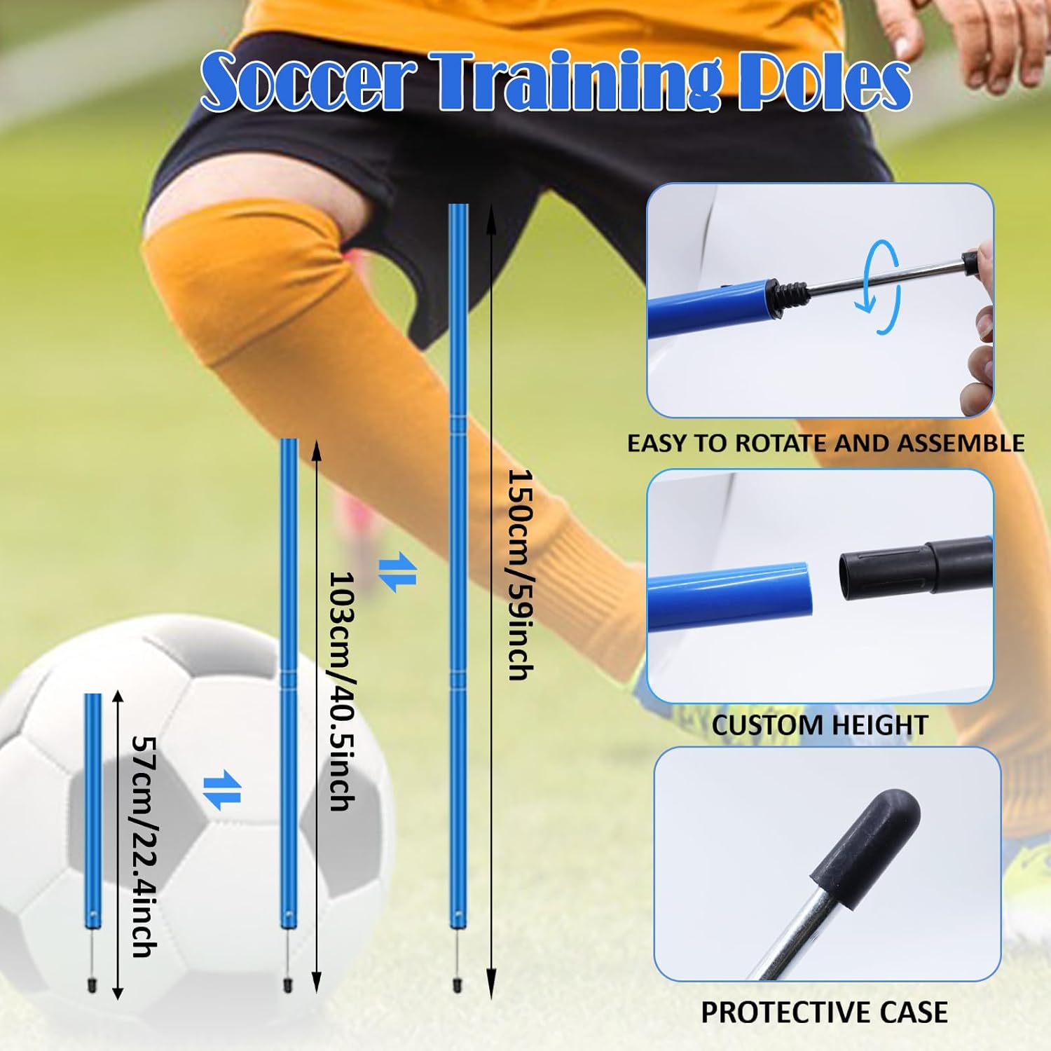 20 ft Speed & Agility Training Set 6 Poles 12 Cones
