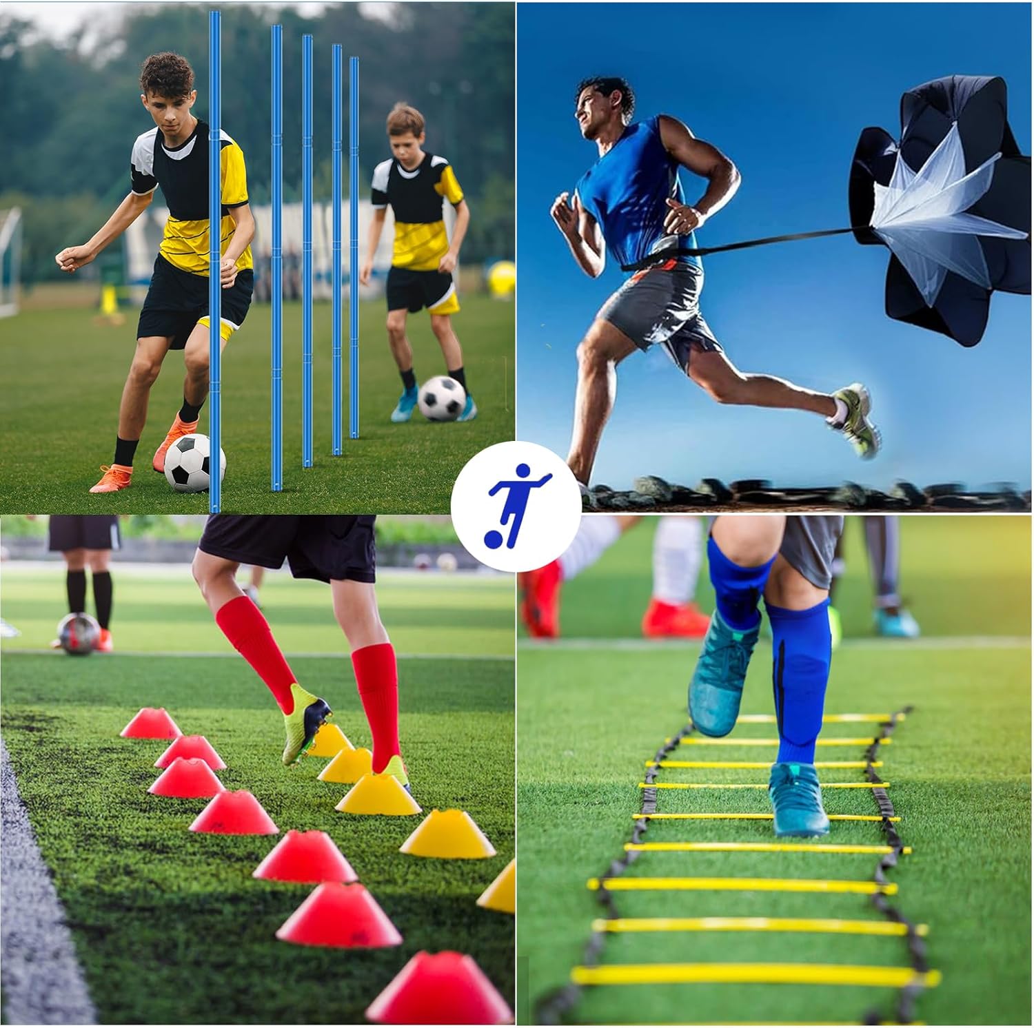20 ft Speed & Agility Training Set 6 Poles 12 Cones