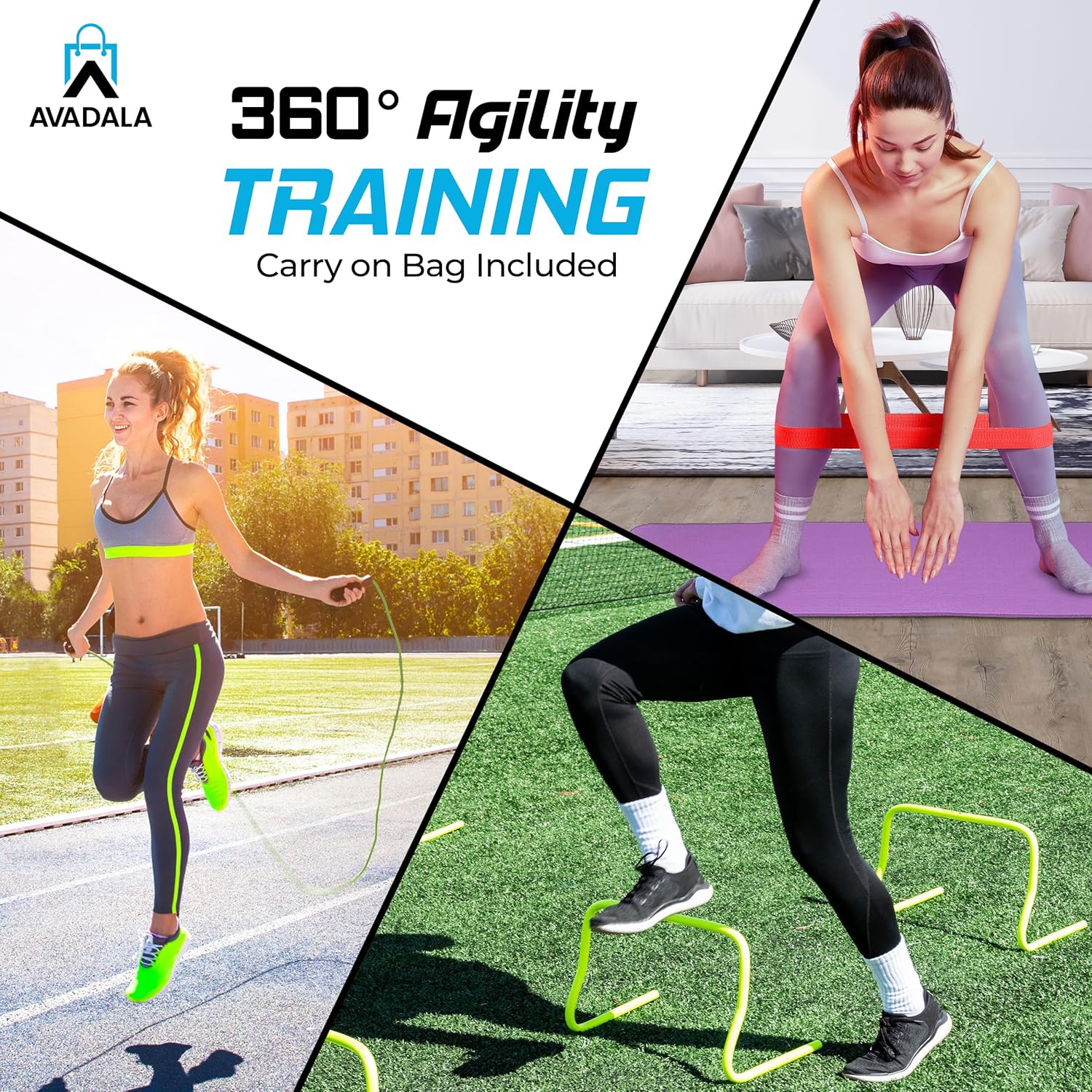 22 Piece Speed Agility Kit Ladders Hurdles Cones Parachutes