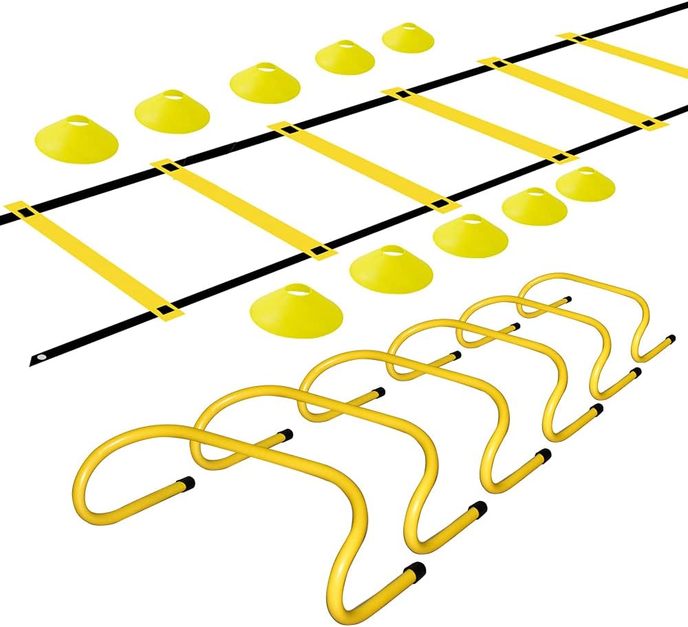 Agility Ladder with 10 Plastic Cones Training Set