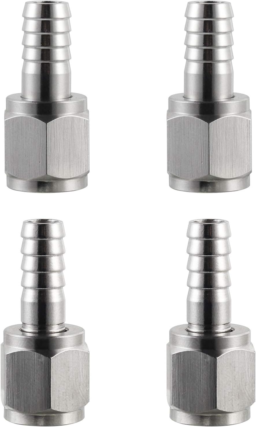 [2 Pairs]MRbrew Homebrew Hose Swivel Nut Barb, 1/4" Barb & 5/16" Barb, Stainless Steel MFL Quick Disconnects Fittings for Brewing Keg System