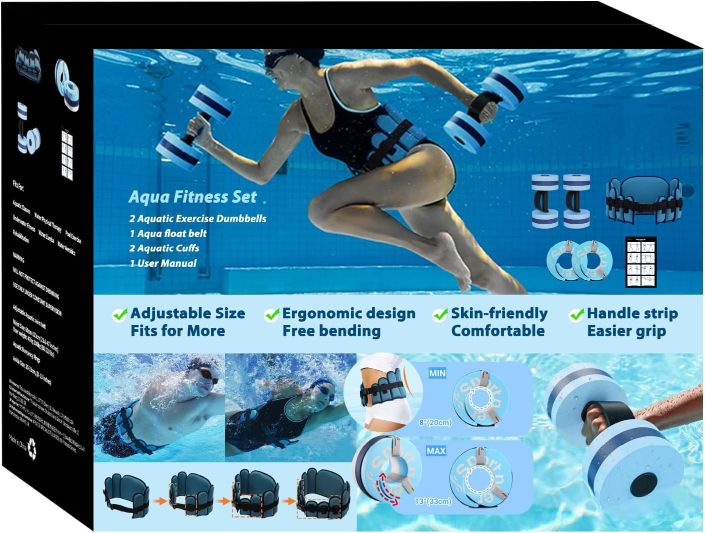Water Aerobics Kit Dumbbells Belt