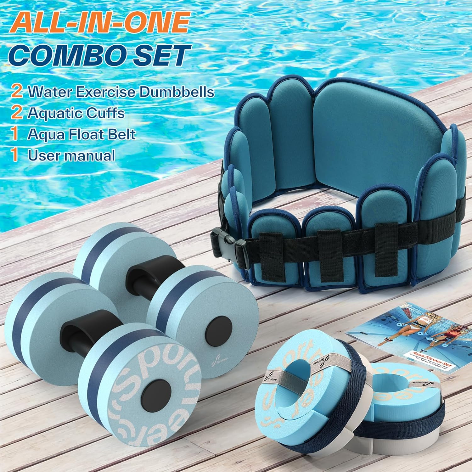Water Aerobics Kit Dumbbells Belt