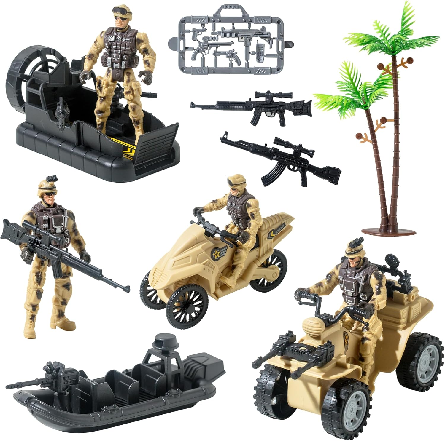 Army Men Movable Figures Military Vehicles Toy Set for Kids Ages 6-10