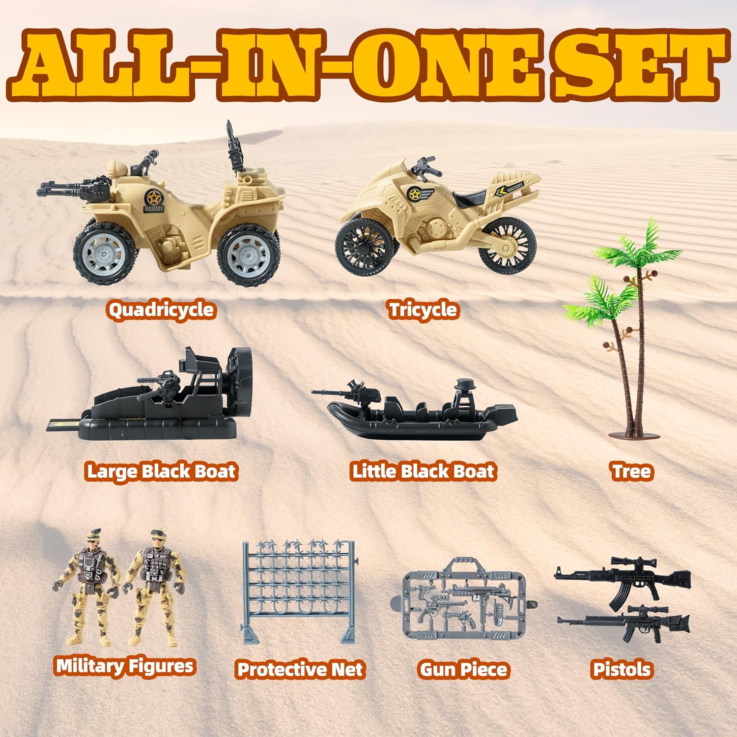 Army Men Movable Figures Military Vehicles Toy Set for Kids Ages 6-10