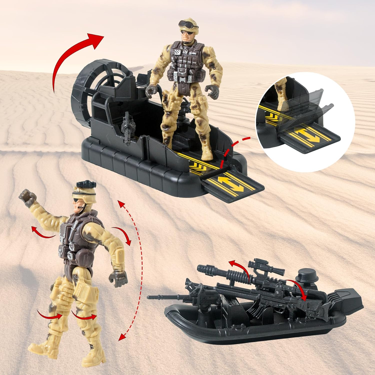 Army Men Movable Figures Military Vehicles Toy Set for Kids Ages 6-10