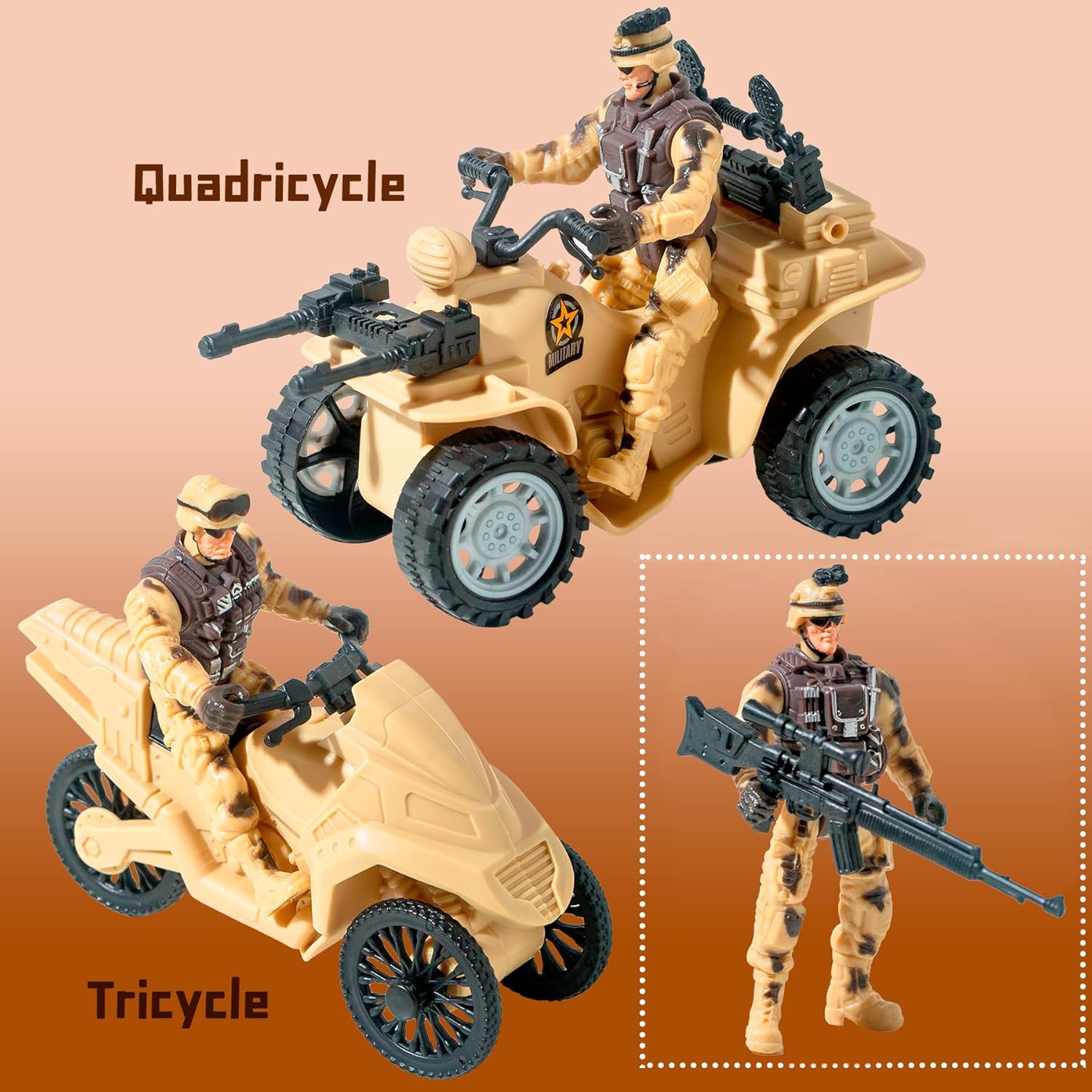 Army Men Movable Figures Military Vehicles Toy Set for Kids Ages 6-10