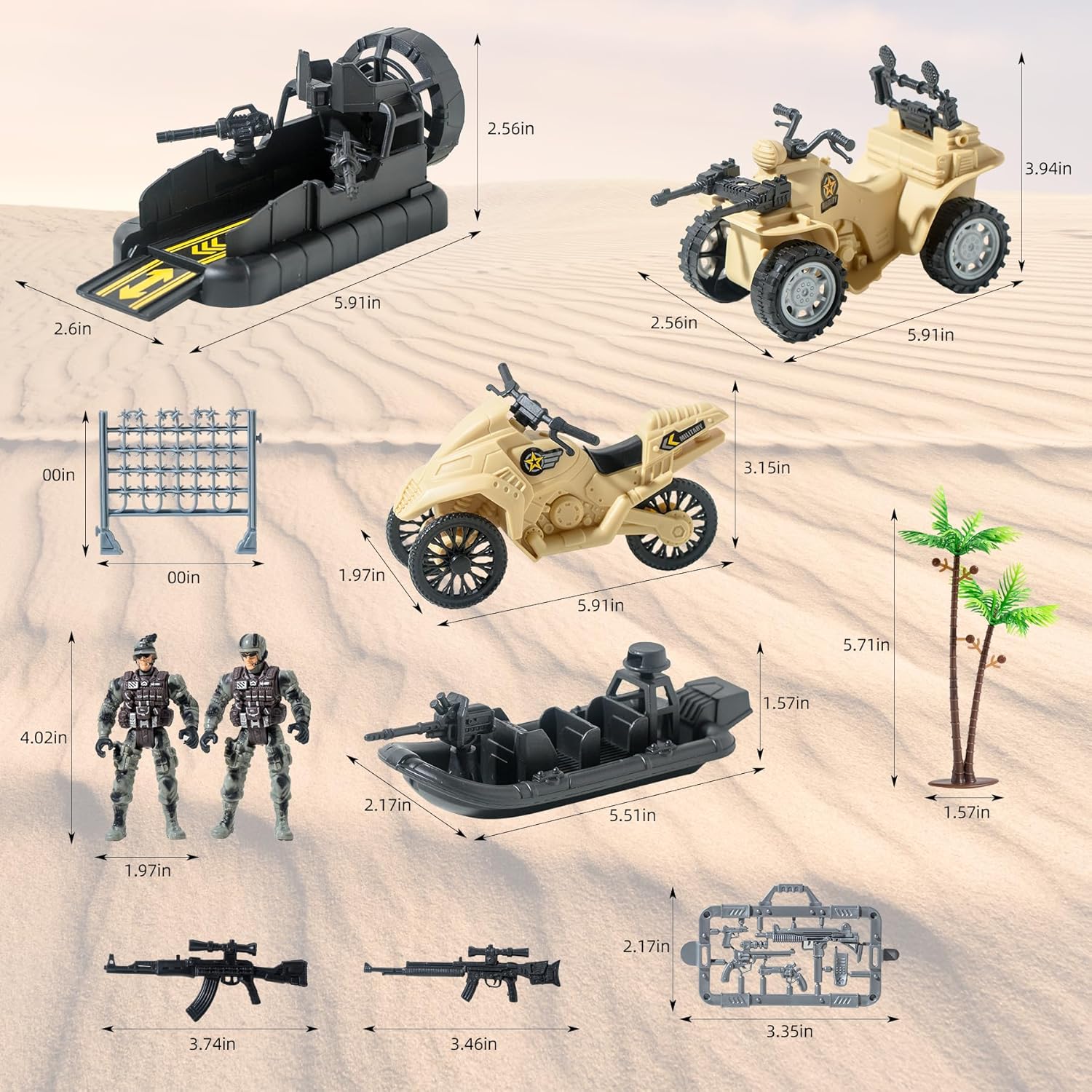 Army Men Movable Figures Military Vehicles Toy Set for Kids Ages 6-10