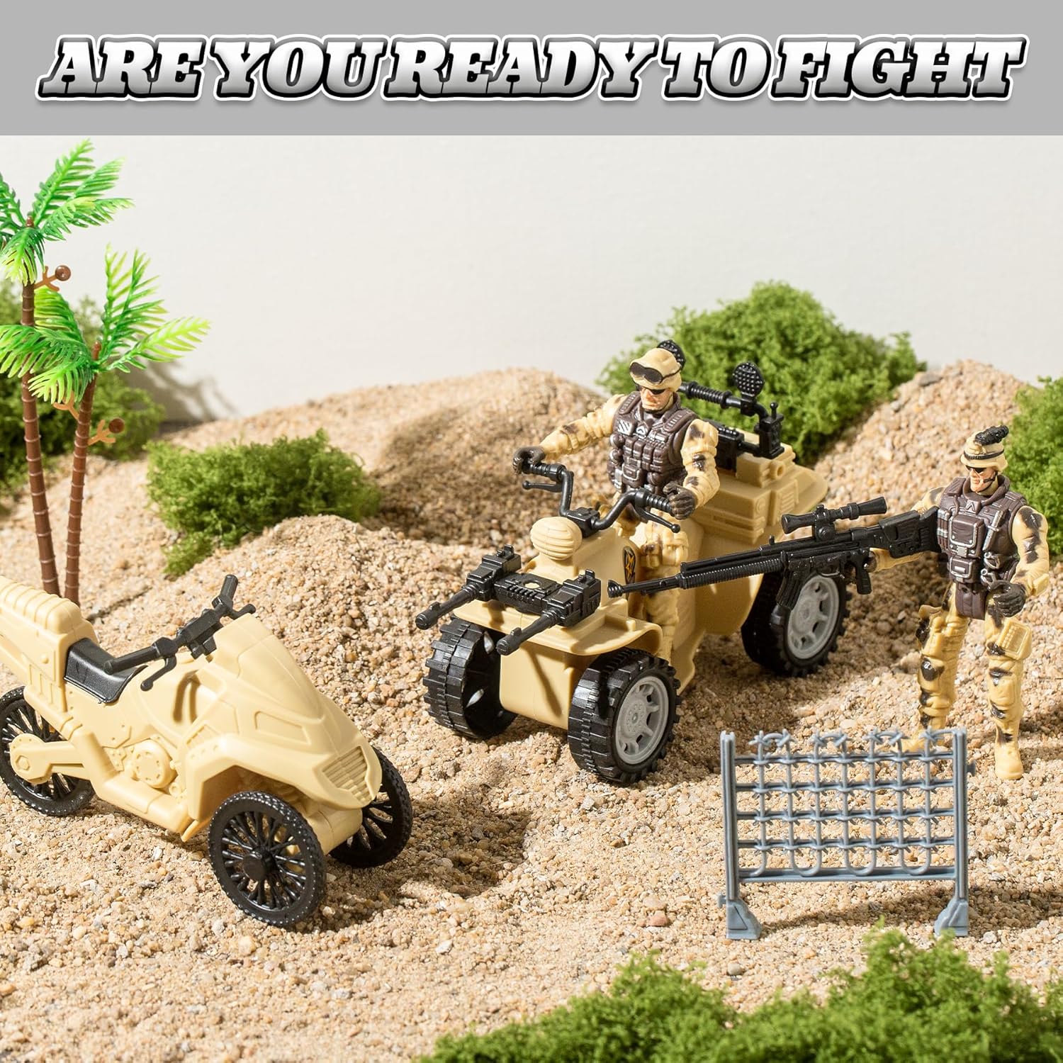 Army Men Movable Figures Military Vehicles Toy Set for Kids Ages 6-10