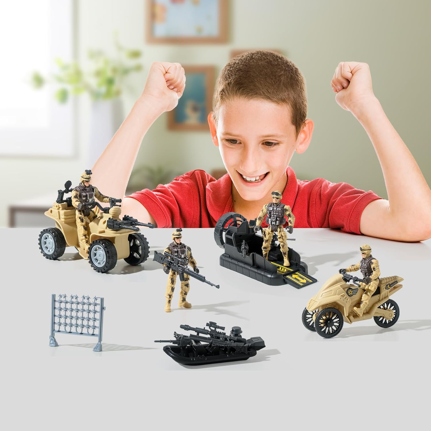 Army Men Movable Figures Military Vehicles Toy Set for Kids Ages 6-10