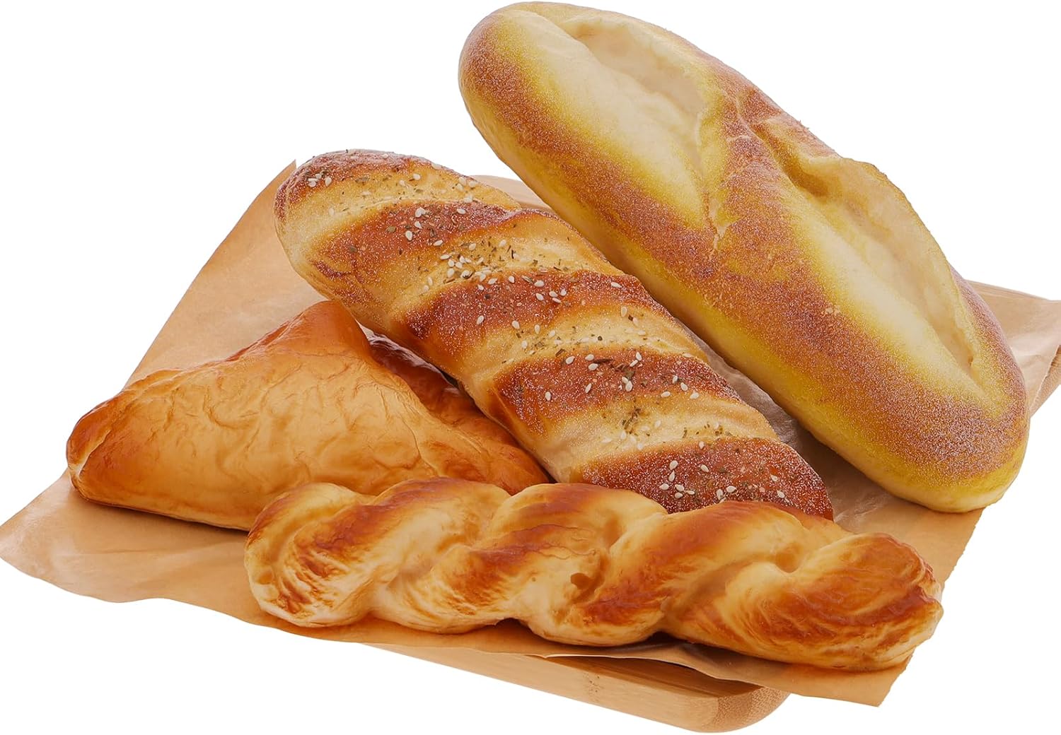 4 Piece Artificial French Bread Set Fake Bread Simulation Rectangular Artificial Pastry Food Model Display Home Kitchen Decoration Bread Decoration