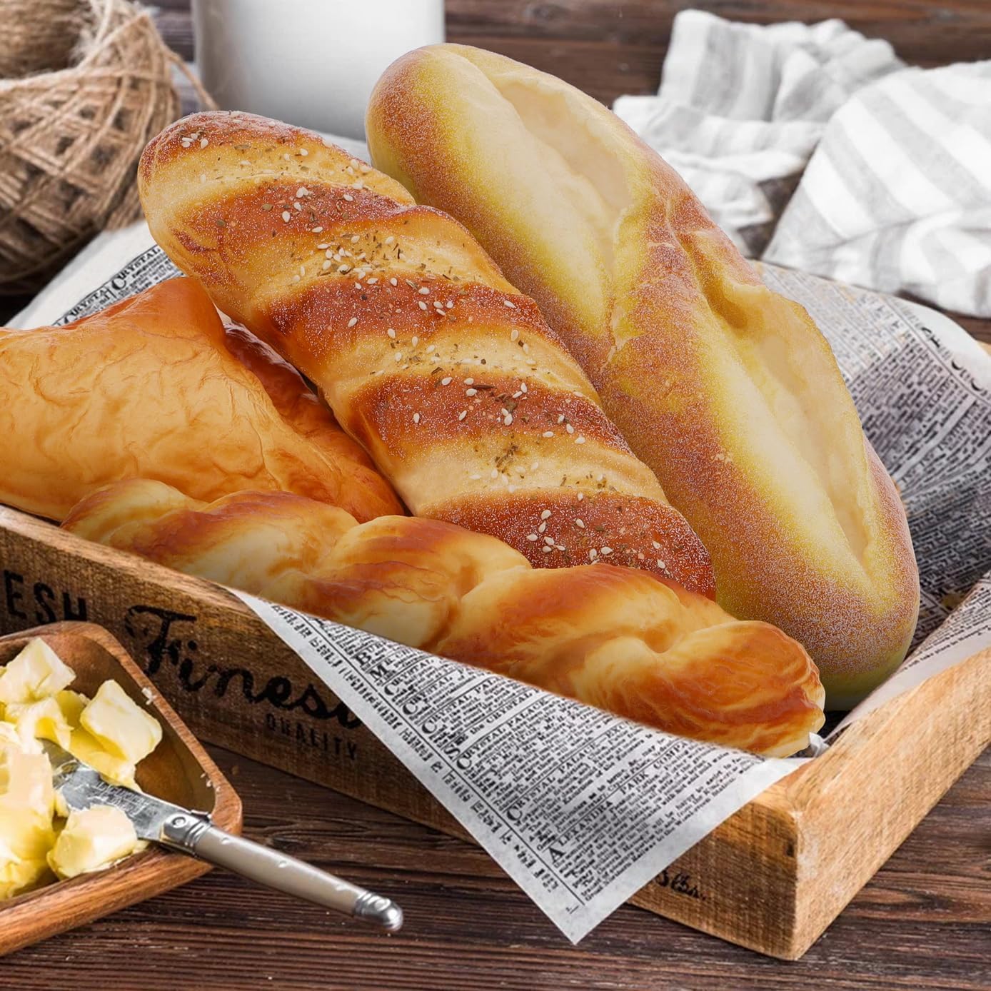 4 Pack Artificial French Bread Set