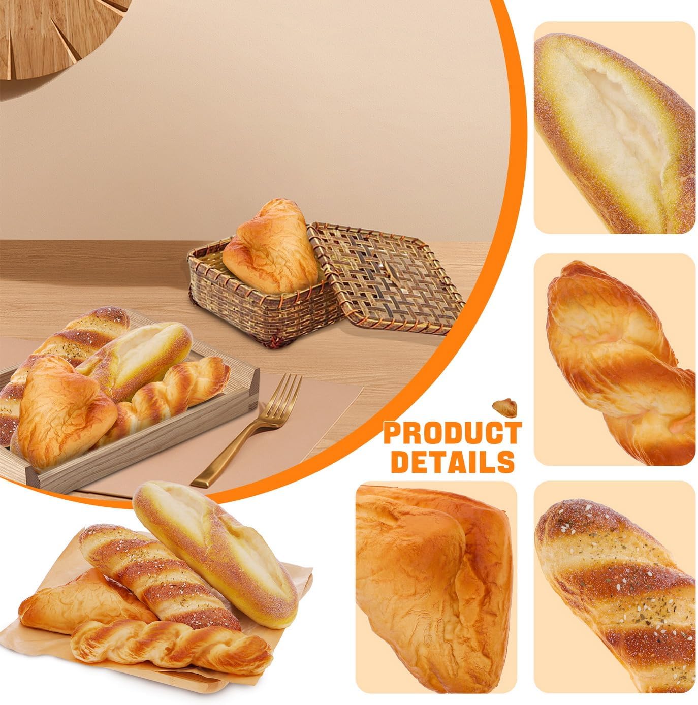 4 Pack Artificial French Bread Set