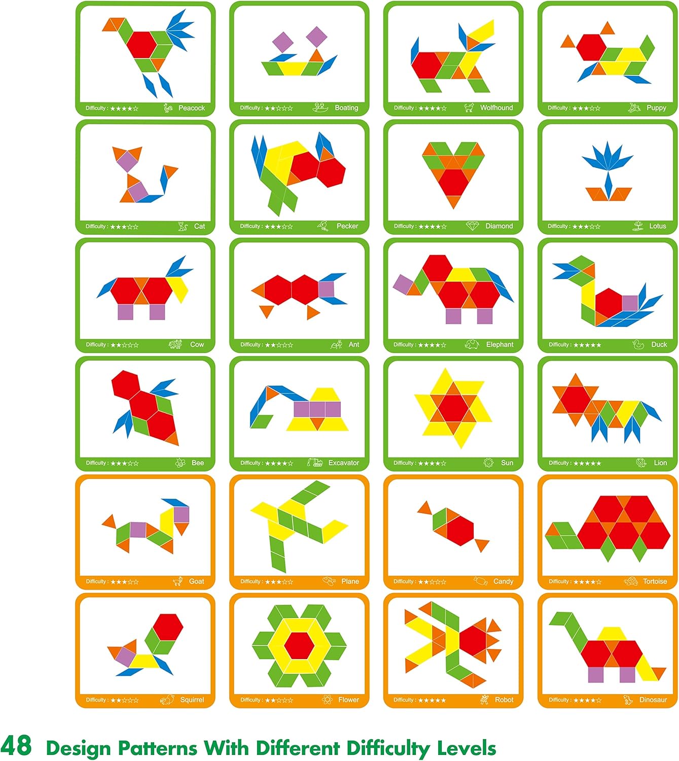 3Wooden Blocks, 24 Design Cards, Storage Bag