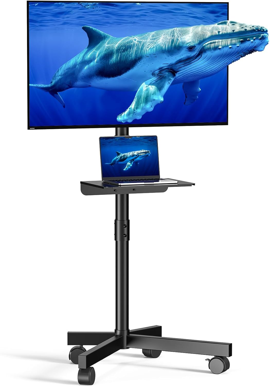 Mobile TV Cart for 23-60 Inch LCD LED OLED Flat Curved Screen Outdoor TV Height Adjustable Rolling TV Cart Floor Stand with Shelf and Locking Wheels Up to 80 lbs Monitor TV Maximum VESA 400x400mm