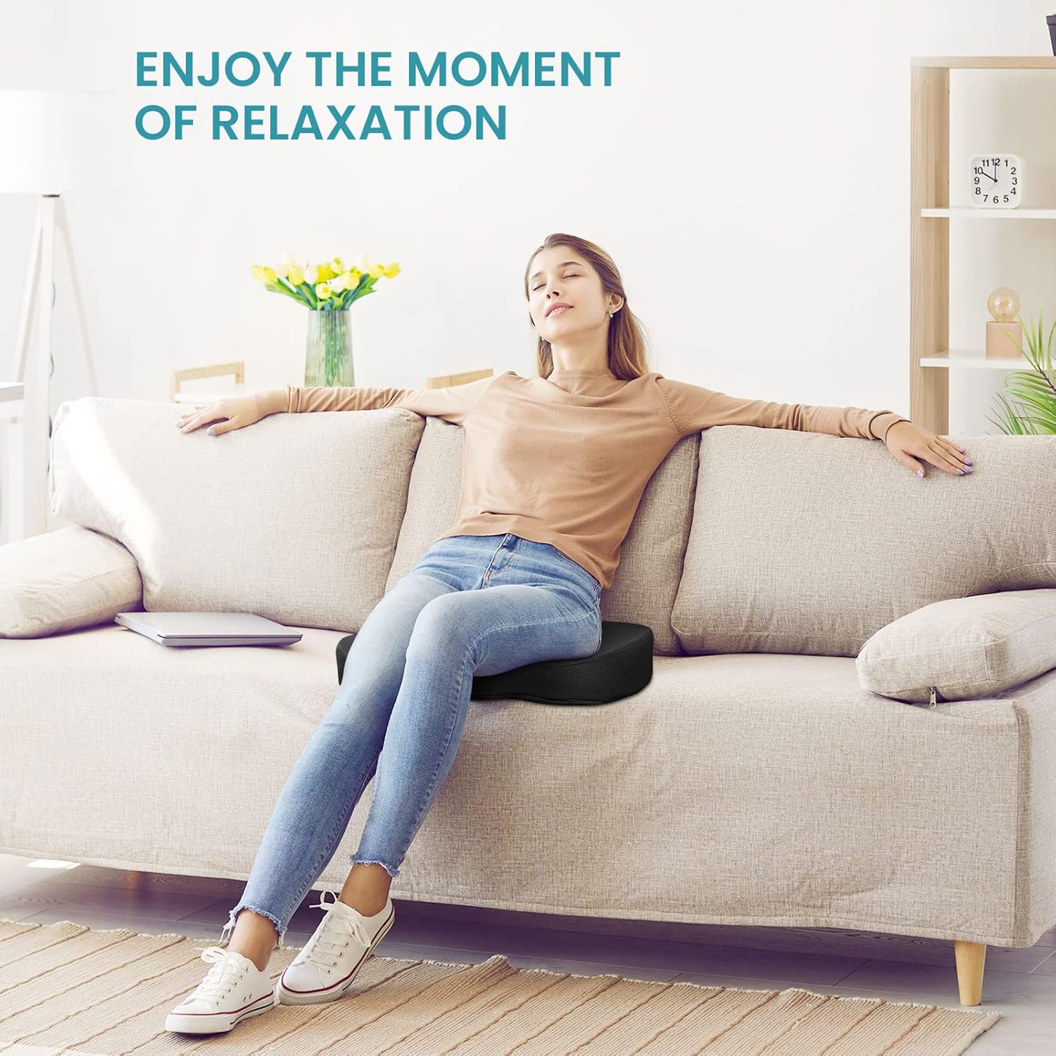 Office Chair Cushion, Cooling Gel Enhanced Memory Foam Cushion for Long Time Sitting - Back, Sciatica, Tailbone, Tailbone Pain Relief Pillow - Designed for office chairs, gaming chairs and car seats.