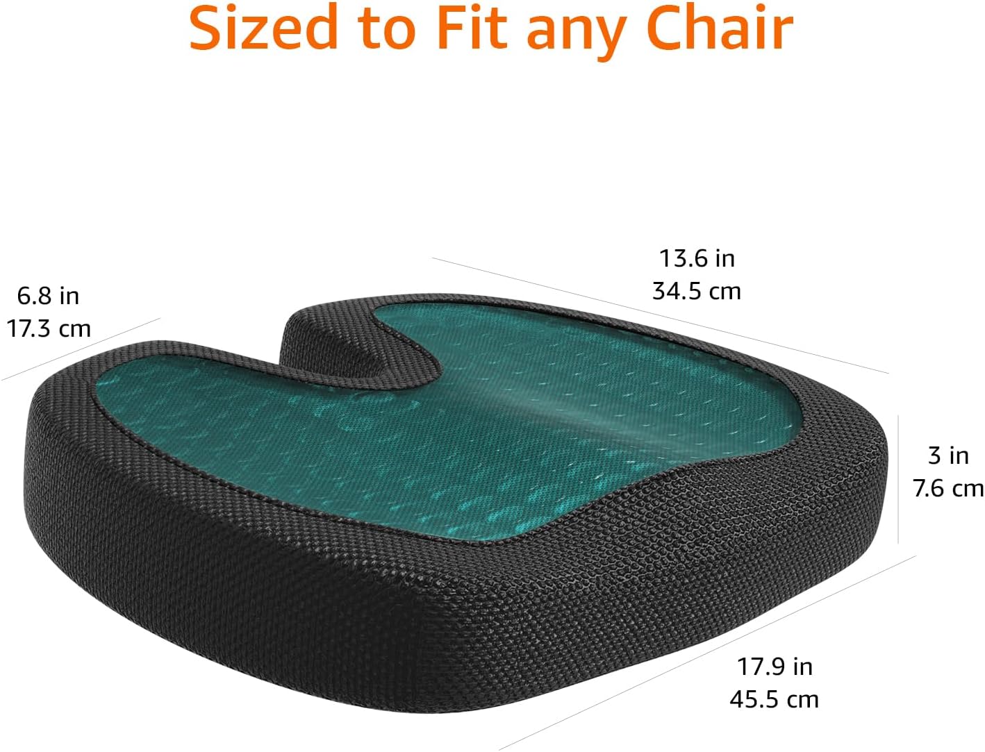Comfort Seat Cushion for Office Chair, Gel Enhanced Memory Foam, Black