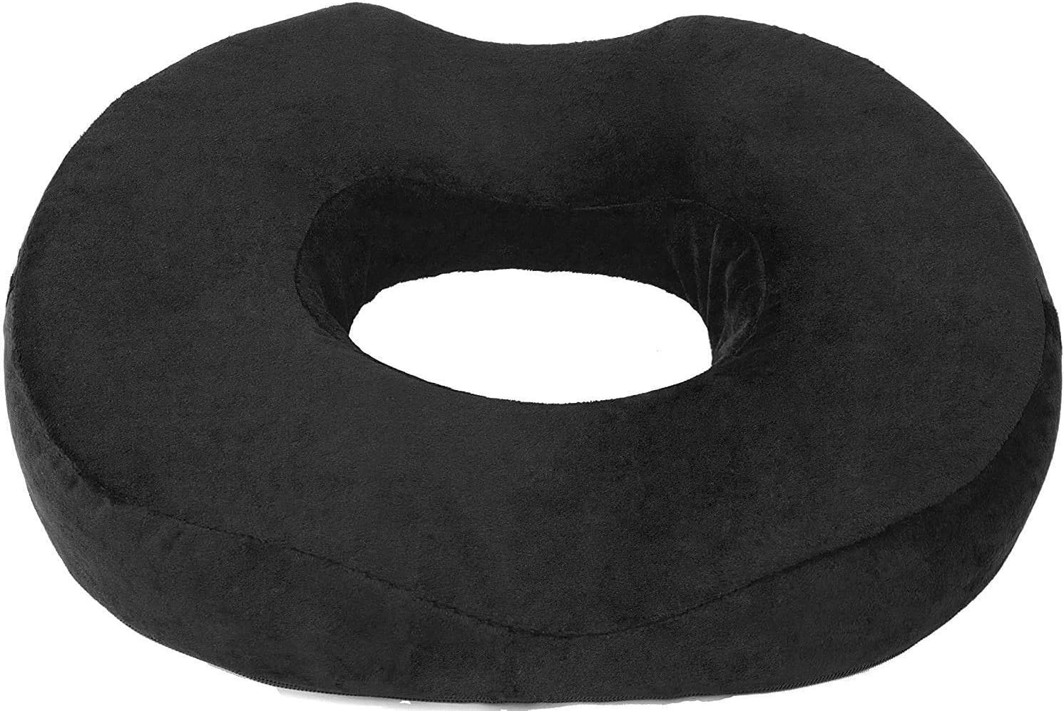 Donut Pillow Cushion Orthopedic Design | Tailbone & Tailbone Memory Foam Pillow | Relieves Pain and Pressure from Hemorrhoids, Post-Pregnancy, Surgery, Sciatica (Black)
