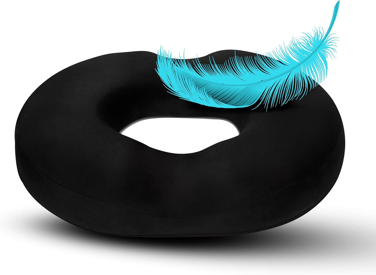 Donut Pillow Cushion Orthopedic Design | Tailbone & Tailbone Memory Foam Pillow | Relieves Pain and Pressure from Hemorrhoids, Post-Pregnancy, Surgery, Sciatica (Black)