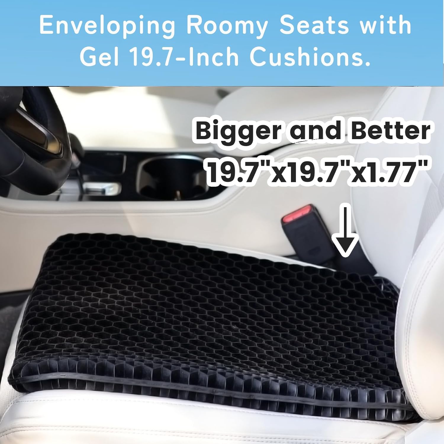 19.75 inch (approx. 50.0 cm) Gel Seat Cushion, Extra Thick Office Chair Cushion for Long Sitting - Rear Hip Tailbone Pain Relief Cushion, Egg Seat Cushion, Automotive Wheelchair Table and Chair Cushion - Fits up to 550 lbs (approx. 249.5 kg)
